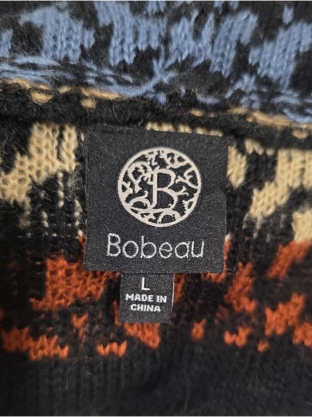 Bobeau Hooded Southwestern Geometric Tribal Long Duster Cardigan Sweater, Sz Lg - Picture 4 of 11